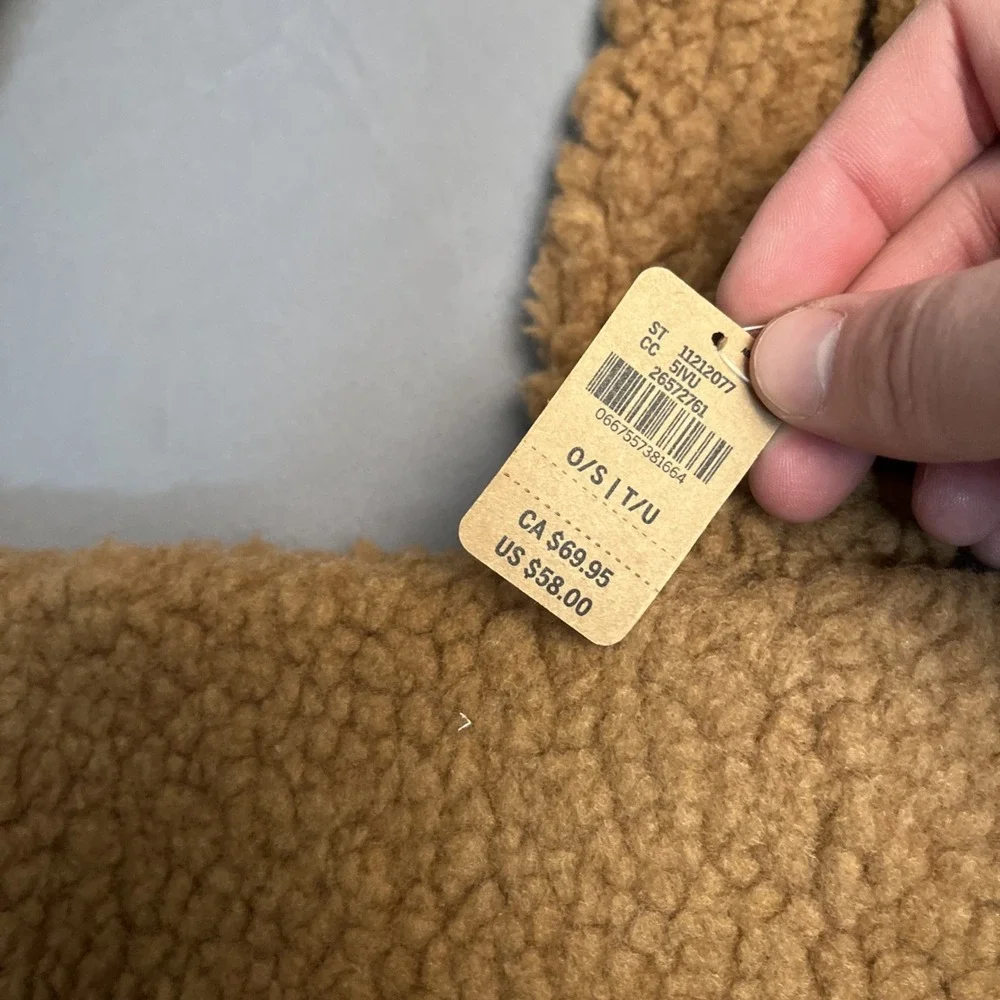 Victoria's Secret VS PINK Plush Sherpa Tote Bag Tan‎ Brown Logo